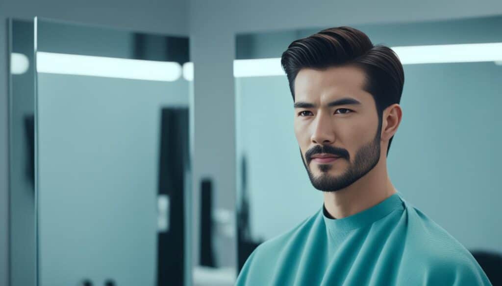 Asian male model beard grooming