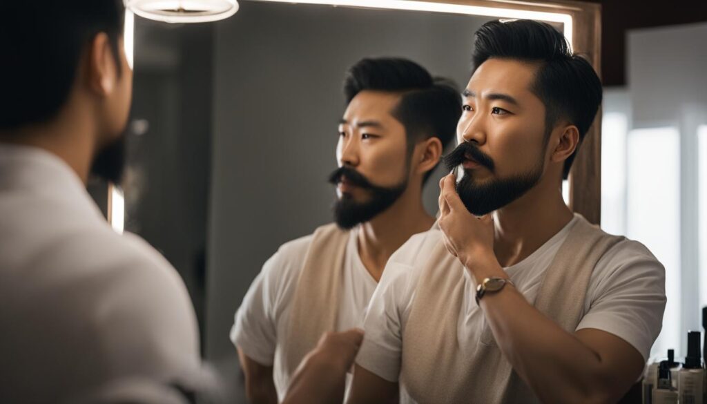 Asian male with beard genetics
