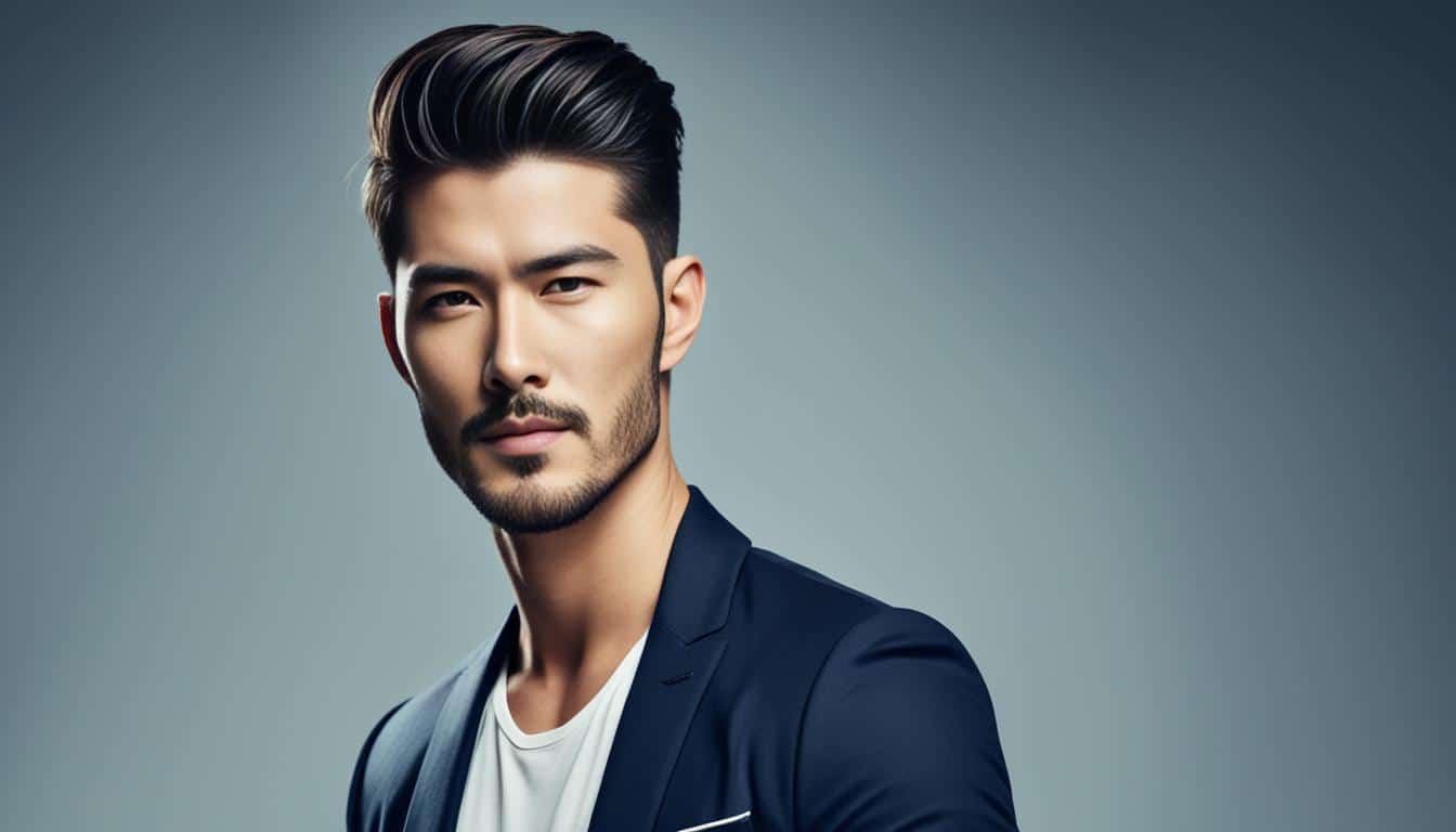 handsome asian model beard